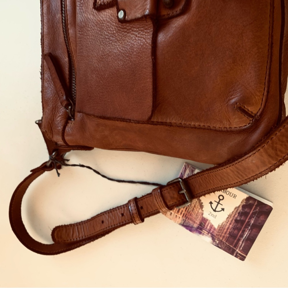 NWT Harbour 2nd Genuine Cognac  Leather Crossbody Medium  Bag - Picture 7 of 13